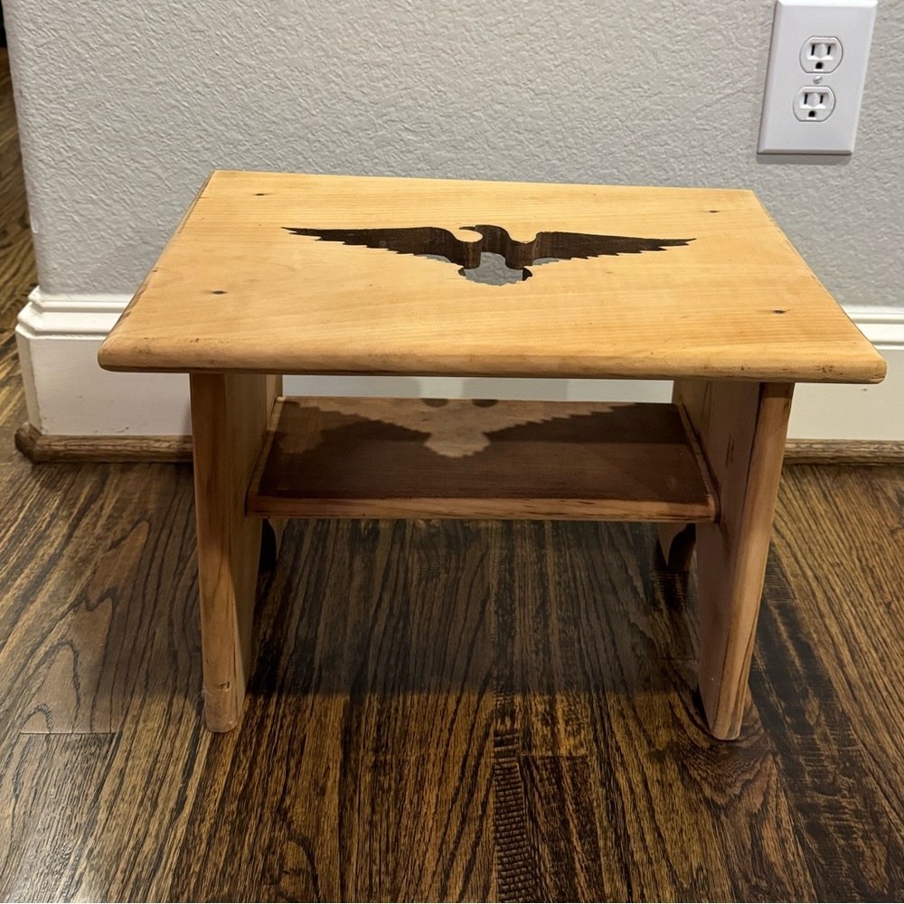 Rustic vintage eagle handcrafted stool
